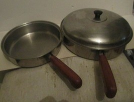 vintage pair Steelco Stainless 9&quot; and 11&quot; Fry Pan Skillet Sauce Pan one ... - $32.73