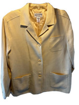 Pendleton Women&#39;s 14 Wool Silk Blend yellow Dress Suit Long Sleeve Button Blazer - £34.93 GBP