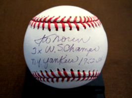 Irv Noren 3 X Wsc New York Yankee Signed Auto 100TH Anniversary Oml Baseball Jsa - £94.95 GBP