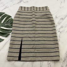 Maeve Anthropologie Marin Midi Pencil Skirt Sz 10 P Cream Black Slit Woo... - $27.71