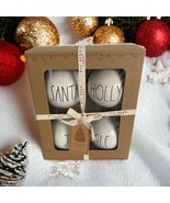 Rae Dunn Christmas Ornaments White Ceramic 4 Balls Santa Holly Jolly Jin... - £27.45 GBP