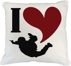 Make Your Mark Design I Love Skydiving. White Pillow Cover for Skydiver &amp; Skydiv - £19.46 GBP+