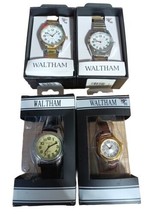 4 Waltham Men&#39;s Women&#39;s Analog Quartz Wrist Watch Brown Black Gold Silve... - $34.99