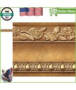 Elegant Peel and Stick Gold Brown Flower Molding Wall Border - Easy to A... - $26.56 CAD