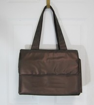 Nicole Miller Womens Bronze Brown Purse Messenger Satchel Bag Fabric 16 ... - $8.95