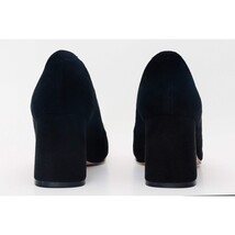 The California Black Suede Leather Block Heel Pump Women Shoe image 3