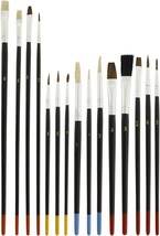 15 Piece Multi-Purpose Artist Paint Brush Set - Pony Round and Flat Bris... - $9.55 CAD