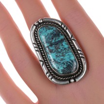 sz9 Large Vintage Navajo silver and turquoise ring - £201.44 GBP
