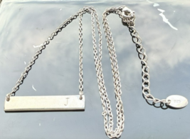 VINTAGE 925 STERLING SILVER CIRCLE CHAIN BAR LETTER J NECKLACE - $523.39 MXN