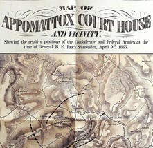 Map Appomattox Courthouse Civil War Reproduction 19x16&quot; Military History... - $24.99