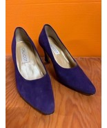 Women&#39;s Shoes, Purple Suede Calico Heels, Size 7.5, Low Heel, Pumps - £15.56 GBP