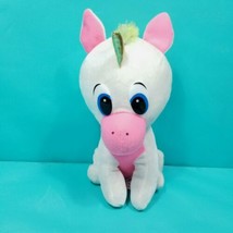 White Pink Rainbow Mane Plush Unicorn Gold Shiny Horn 9&quot; Classic Toy Com... - £12.65 GBP