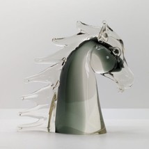Murano Glass Horse Head Sculpture, Smoky Grey, Franco Bottaro, Vintage *Damage* - £27.39 GBP