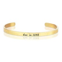 Due in June Gold Cuff Bangle Bracelet Soon To Be Mommy Occasionally Made 18K GP - £17.75 GBP