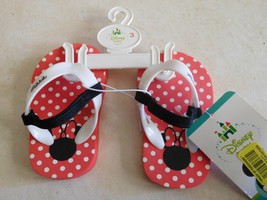 Shoes Baby DISNEY BABY Flip Flops Red White Polka Dots Sz 3 NWT - £5.10 GBP