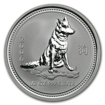 2006 Australia 50 Cents Series 1 Lunar Year of the Dog 1/2 oz Silver BU ... - $60.03