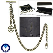 Albert Chain Bronze Color Pocket Watch Chain for Men with Star Fob T Bar... - $17.99+