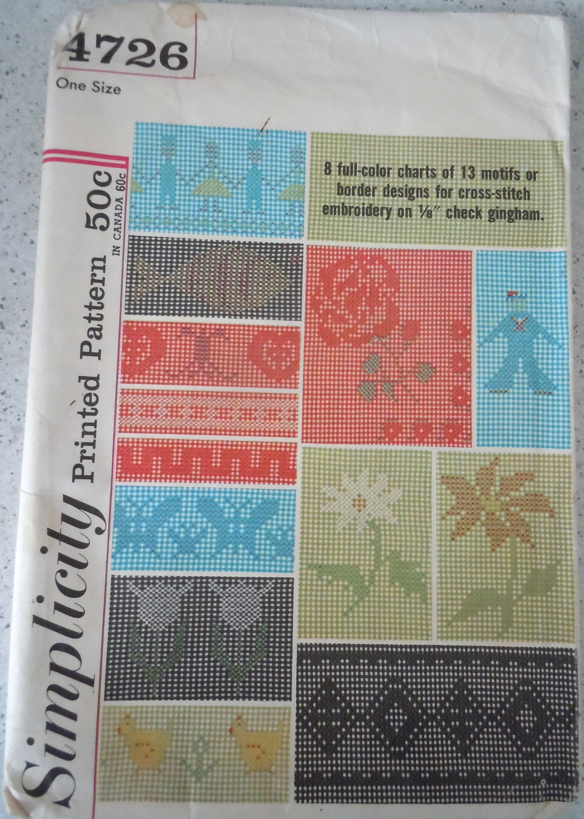 Simplicity 8 Color charts 13 Motifs or Border Designs For Cross Stitch #4726 - $4.99