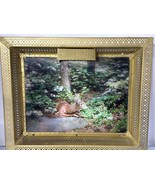 Vtg 3D Lenticular Deer Forest Victor Anderson Midday Respite Framed Wall... - $43.55