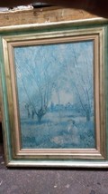 5WW80 Framed Print, Claude Monet &quot;Willows&quot;, Wood Frame 31-5/8&quot; X 25-5/8&quot;, Gc - £151.65 GBP