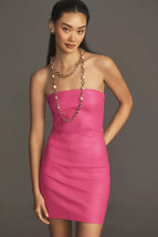 Strapless Dress Women  Barbie Pink Stylish Party Lambskin Leather Soft Halloween - £154.65 GBP+