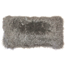 Mongolian Sheepskin Gray Rectangular Pillow, Complete with Pillow Insert - £63.21 GBP