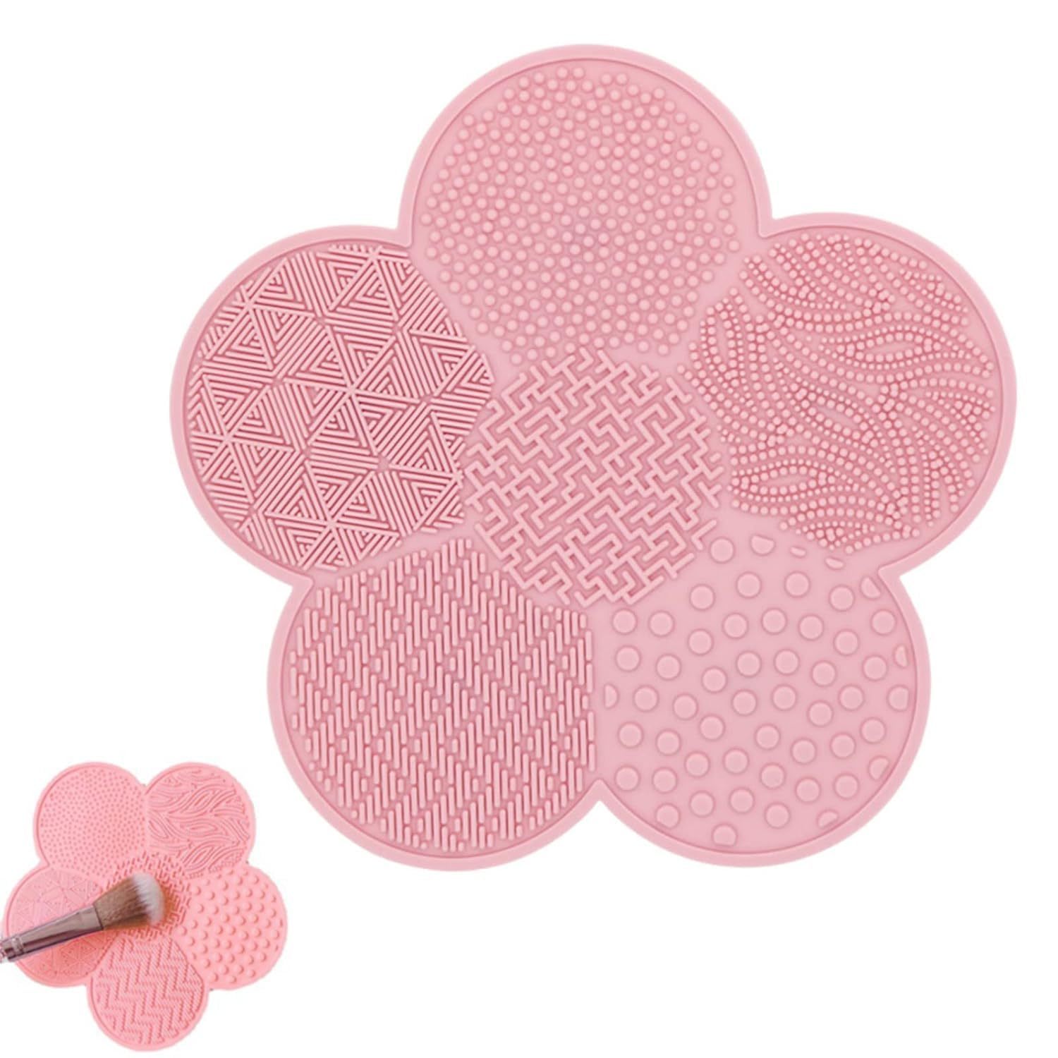 1Pc Pink Silicone Makeup Brush Cleaning Bearings with Suction Cups, Silicone Ma