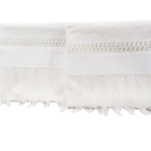 Crochet Lace Scalloped White Vintage Inspired 2-PC Standard Pillowcases - £46.25 GBP