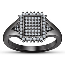 1.48ct Round VVS1 Diamond Cluster Engagement Wedding Ring 14K Black Gold Finish - £60.28 GBP