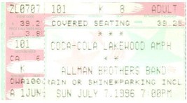 Vintage Allman Brothers Bande Ticket Stub Juillet 7 1996 Atlanta Géorgie - £27.65 GBP