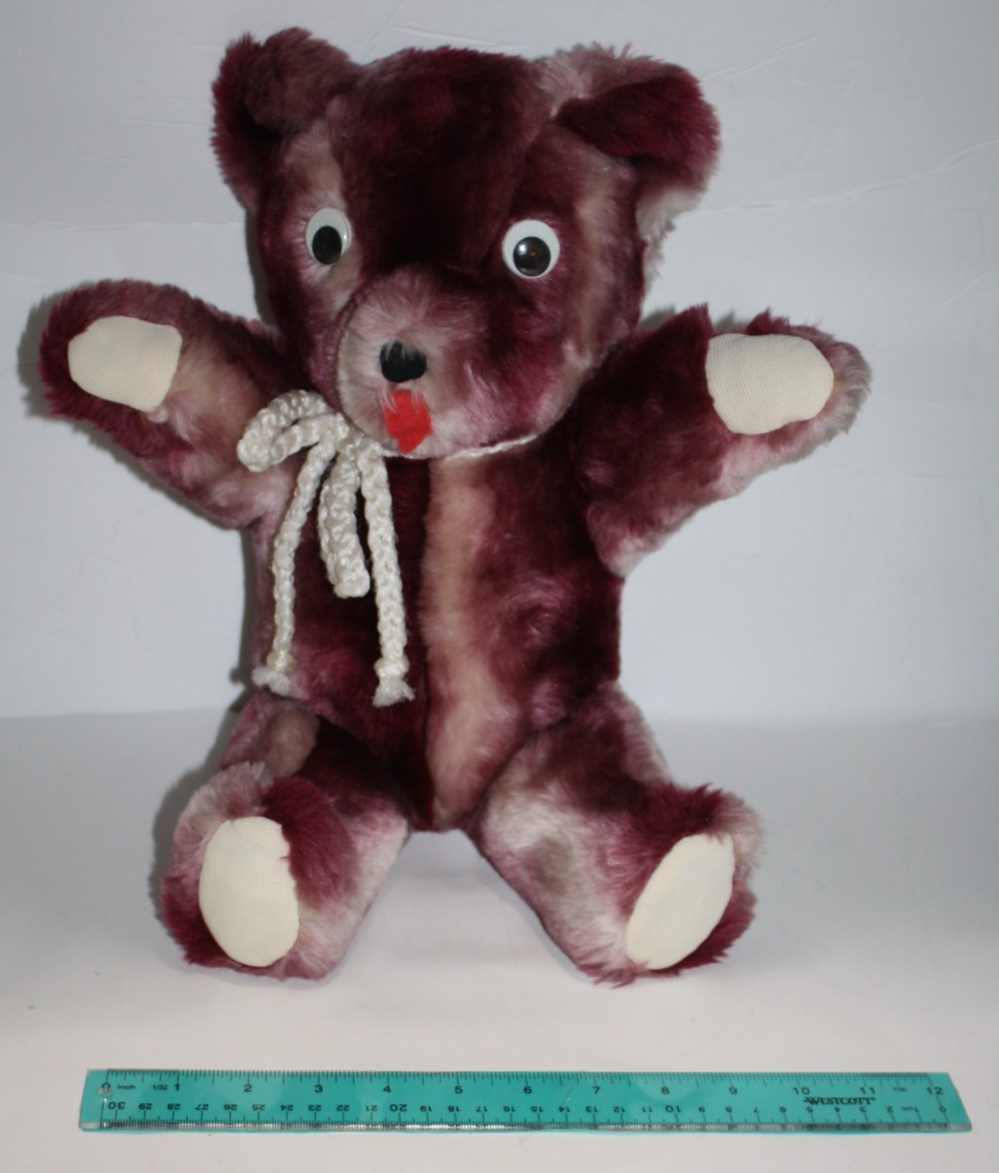Teddy Bear 17" Maroon Burgundy Tipped Plush Google Eyes Bow Soft Toy Stuffed Item image 3