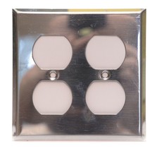 Silver Metal Double Outlet Plate Cover Vintage - $7.89