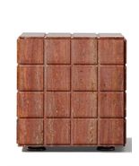 Nordic Luxury Red Travertine Side Table  Natural Stone Cube End Table, ... - $82,670.29 MXN