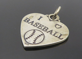 925 Sterling Silver - Vintage I Love Baseball Heart Sports Pendant - PT9137 - £20.83 GBP