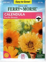 GIB Calendula Pacific Beauty Mixed Colors Flower Seeds Ferry Morse  - £7.86 GBP