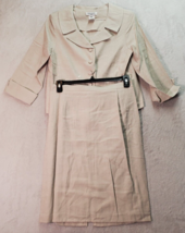 Miss Dorby 2 Piece Set Blazer &amp; Skirt Women Size 14 Tan Rayon Embroidere... - $32.29