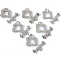 6 Bali Toggle Clasps Square Antique Finish Silver Plated Jewelry Repair - £6.84 GBP