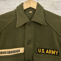Vintage US Army Green Wool Field Shirt Mens Small Patches USATC Armor Ironsides - £54.95 GBP