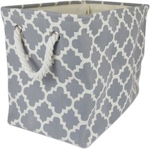 Grey Large Lattice Storage Bin In A Dii Polyester Container With Handles. - £26.28 GBP