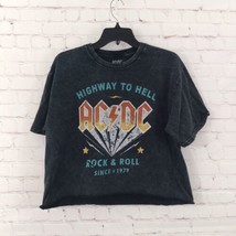 AC/DC T Shirt Womens Large Black Highway to Hell 1979 Band Cropped Graphic Tee - £14.15 GBP