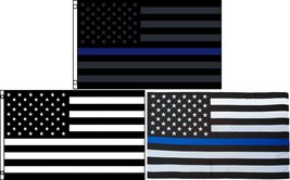 AES 3x5 Wholesale USA Police Thin Blue Line &amp; SWAT Black Out &amp; Black White USA F - £11.76 GBP