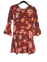 Old Navy Dress Size 2 Womens Multicolor Floral Bell Sleeve Crew Neck Keyhole - £12.48 GBP