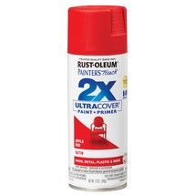 Rust-Oleum Painter&#39;s Touch Ultra Cover 2X Spray Paint 12oz-Satin Apple Red - £27.37 GBP