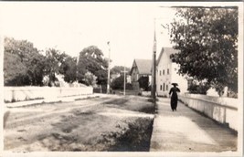 Mackinac Island Michigan Lady Taking Stroll Street Scene RPPC Postcard Z13 - £15.69 GBP