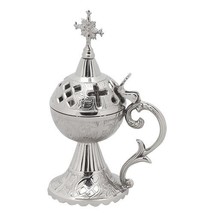 Greek Russian Orthodox Christian Nickel Plated Censer Incense Burner (4097 N) - $47.30