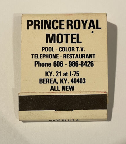 Matchbook Prince Royal Motel Berea, Kentucky Matches Thank You - $4.36