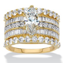 PalmBeach Jewelry Gold-Plated Cubic Zirconia Wedding Ring Set - £31.83 GBP