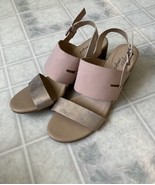 Dexflex Comfort Shoes 8.5 Metallic Blush Pink Pastel Wedge Heel Strappy ... - $26.79