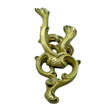 Ornate Double Candle Wall Sconce, Green Roccoco Design Chalkware Plaster, Hangin - £47.33 GBP
