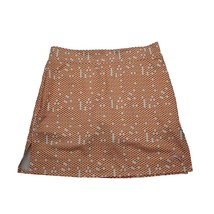 Casual Skirt Womens Orange Side Slit Knitted Stretch Polka Dots A Line - $25.72